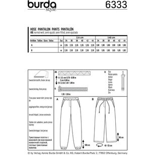 Burda Style Pattern 6333 Misses' Jogging Pant 8 - 18