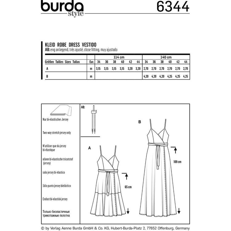 Burda Sewing Pattern 6344 Misses' Wrap Dress White 8 - 18