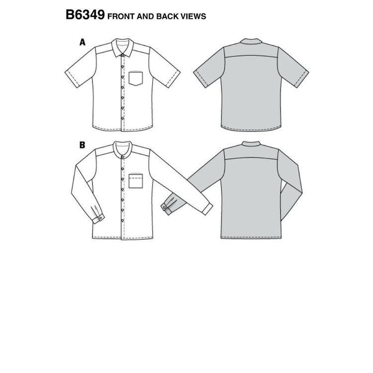 Burda Style Pattern 6349 Men's Shirt with Collar 36 - 50