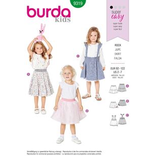 Burda Style Pattern 9319 Children's Pinafore Skirt 2 - 7 Years