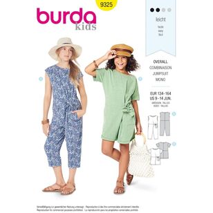 Burda Style Pattern 9325 Children's Overalls 9 - 14 Years