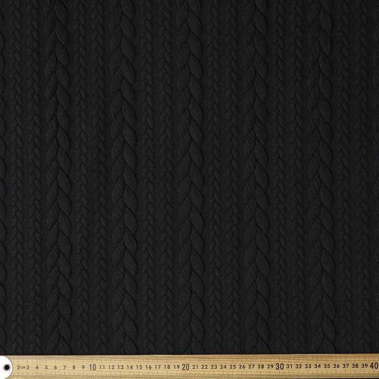 Cable Jacquard 150 cm Knit Fabric Black