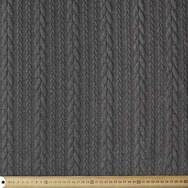 Cable Jacquard 150 cm Knit Fabric Charcoal