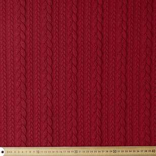 Cable Jacquard 150 cm Knit Fabric Deep Red