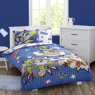 Paw Patrol Blue Mighty Pups Quilt Cover Set Blue Single