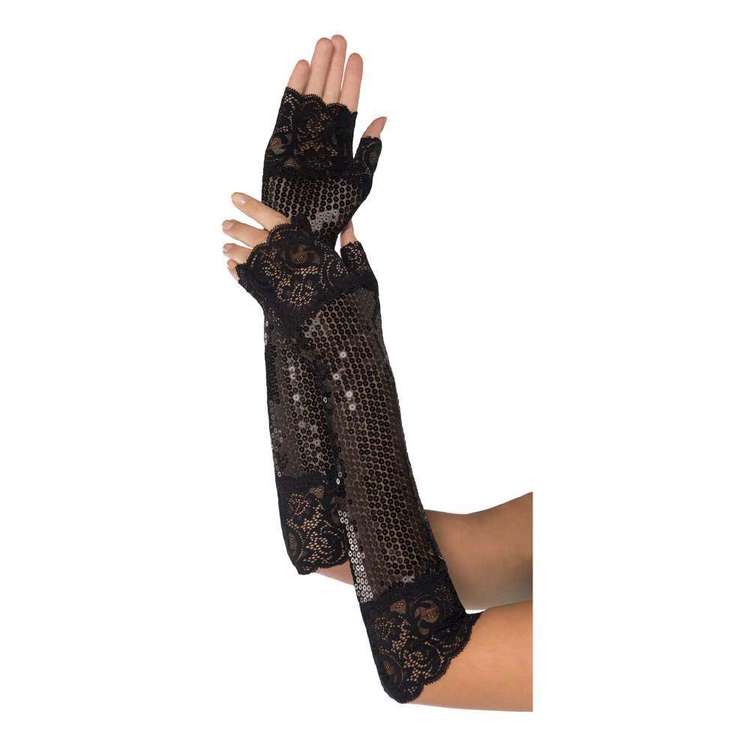 Amscan 20s Long Lace Gloves Black