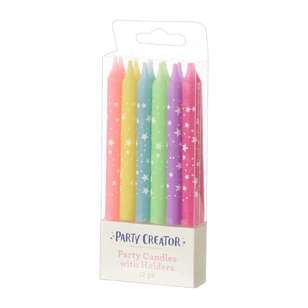 Party Creator Star Candles with Holders 12 Pack Bright