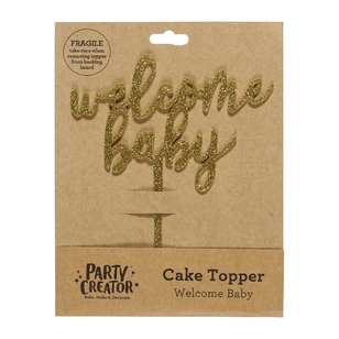 Party Creator Welcome Baby Cake Topper Gold
