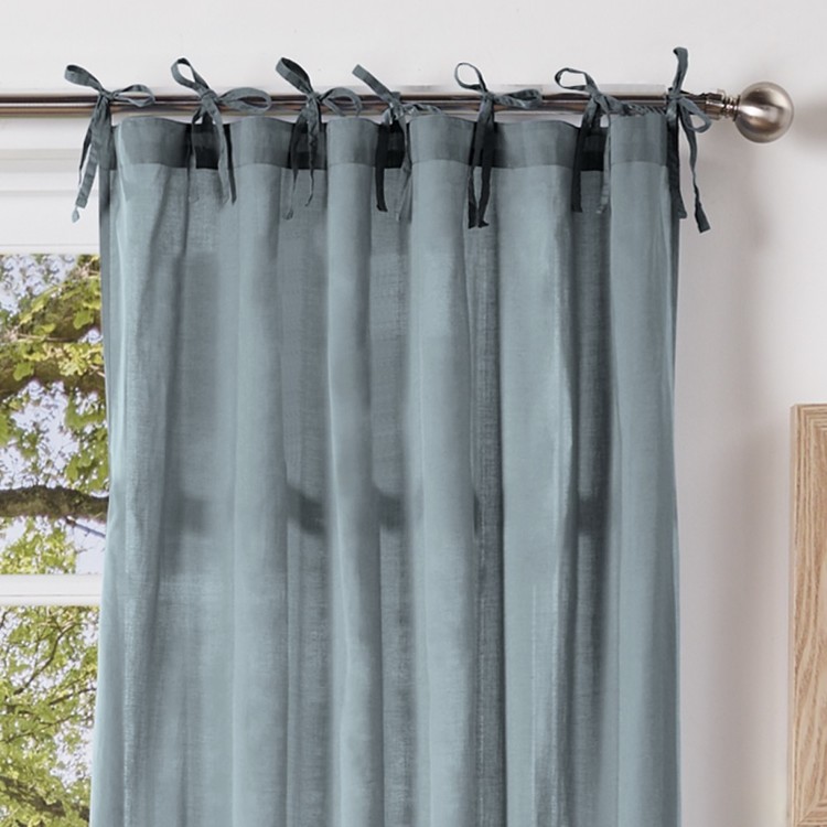 Mode Home Coastal Tie Top Sheer Curtains Mineral