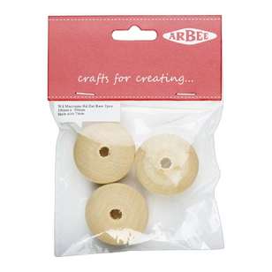 Arbee Wood Donut Beads 3 Pack Natural 30 x 20 mm