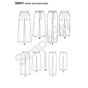 Simplicity Pattern S8841 Misses' Wide or Slim-Leg Pull-On Pants