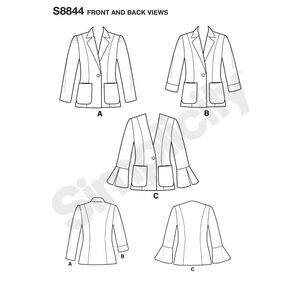Simplicity Sewing Pattern S8844 Misses'/Miss Petite Unlined Blazer