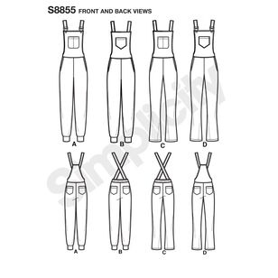 Simplicity Sewing Pattern S8855 Misses' Knit Overalls White