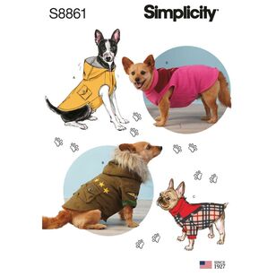 Simplicity Sewing Pattern S8861 Dog Coats White S - L