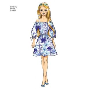 Simplicity Sewing Pattern S8865 11 1/2" Fashion Doll Clothes White One Size