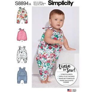Simplicity Sewing Pattern S8894 Babies' Knit Romper XX Small - Large