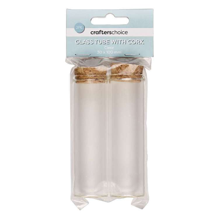 Crafters Choice Glass Tube With Cork 2 Pack Clear Large