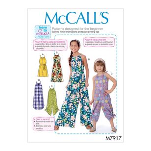 McCall's Pattern M7917 Kathryn Brenne Learn To Sew For Fun Children's and Girl's Romper, Jumpsuit and Belt
