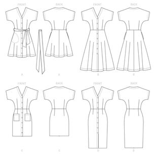 McCall's Sewing Pattern M7920 Misses' Dresses and Belt White