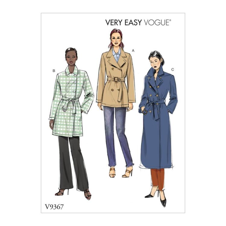 Vogue Pattern V9367 Very Easy Vogue Misses' Coat and Belt X Small - Medium