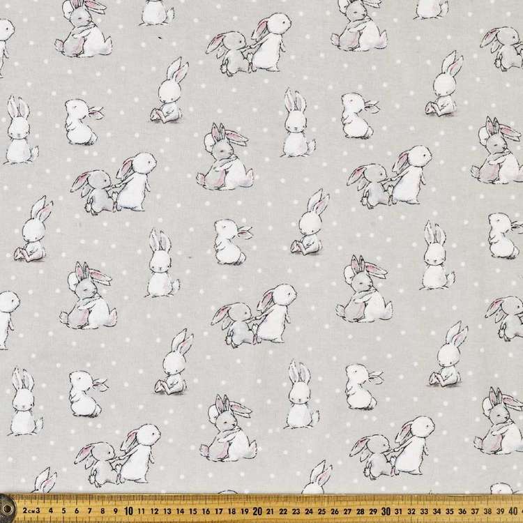 Bunny Friends Printed 112 cm Flannelette Fabric