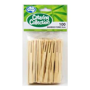 Bamboo Cocktail Forks 10 Pack Natural