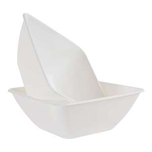 Party Creator Plastic Square Bowl 2 Pack White 27.5 cm