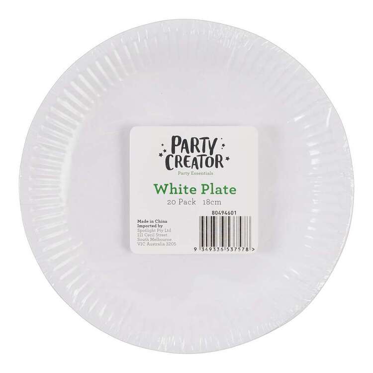 Party Creator 20 Pack White Paper Plates White