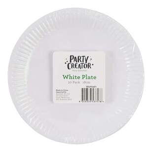 Party Creator 20 Pack White Paper Plates White 18 cm