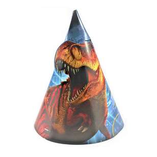 Amscan Jurassic World Paper Cone Hats 8 Pack Multicoloured