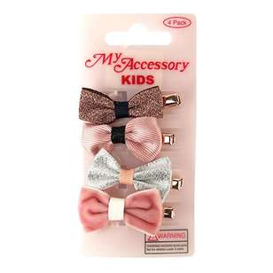My Accessory Kids Rose Gold Duck Clip Bows 4 Pack Multicoloured