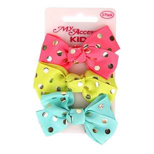 My Accessory Kids Gold Spots Duck Clip Bow 3 Pack Multicoloured