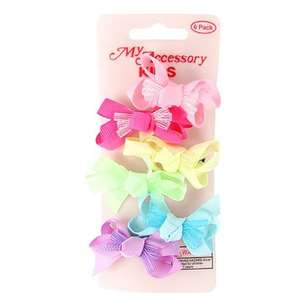 My Accessory Kids Bright Duck Clip Bow 6 Pack Multicoloured