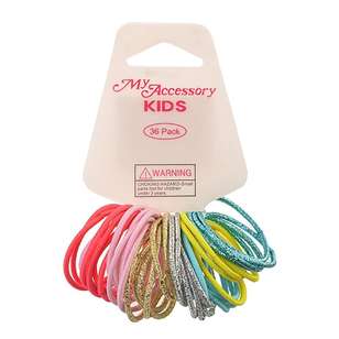 My Accessory Kids Mixed Glitter Hair Rings 36 Pack Multicoloured