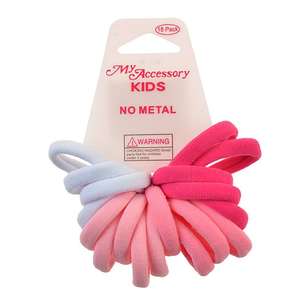 My Accessory Kids Thick Pink Hair Rings 18 Pack Multicoloured
