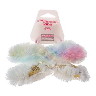 My Accessory Kids Furry Rainbow Bow Hair Ring 2 Pack Multicoloured