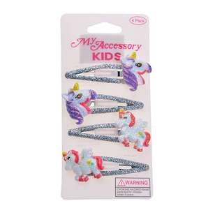 My Accessory Kids Silver Glitter Sleepie Clip 4 Pack Multicoloured