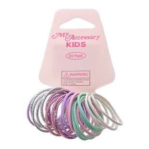 My Accessory Kids Pastel Hair Rings 24 Pack Multicoloured