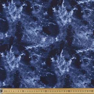 Night Sky Printed Rayon Knit Fabric Black & Navy 148 cm
