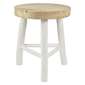 Ombre Home Country Living Wooden Stool White & Natural 35 x 42 cm