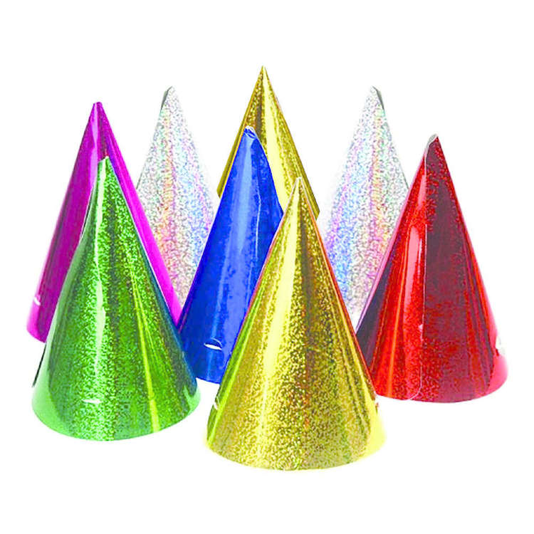 Artwrap Holographic Party Hats 8 Pack Multicoloured