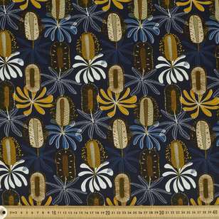 Jocelyn Proust Banksia 112 cm Montreaux Drill Fabric Navy & Teal & Mustard