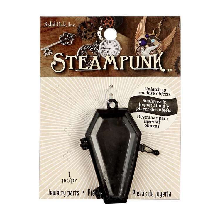 Steampunk Metallic Glass Coffin Locket Pendant