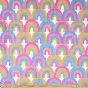 Rainbow Printed 147 cm Faux Fur Fabric Multicoloured 147 cm