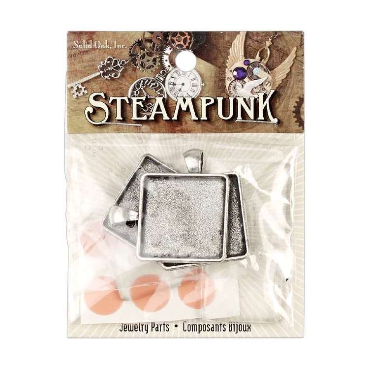 Steampunk Metallic Indi Sqaure Pendant 3 Pack