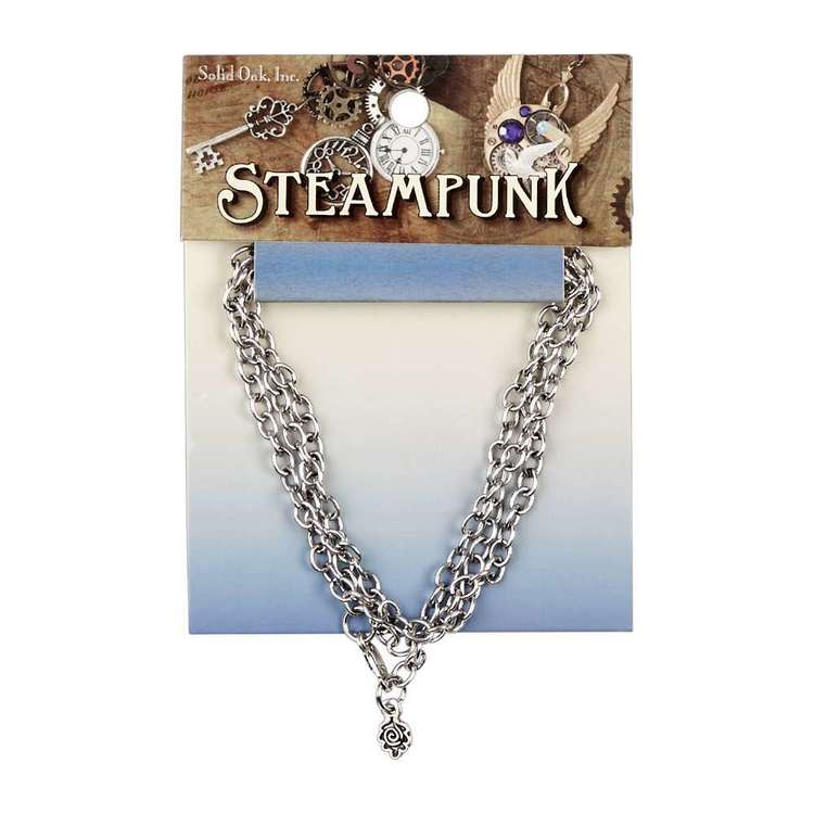 Steampunk Metallic Link Necklace Chain Antique Silver