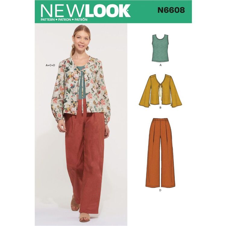 New Look Sewing Pattern N6608 Misses' Jacket, Pants and Top