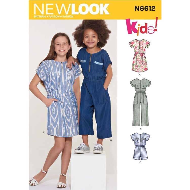New Look Sewing Pattern N6612 Children's, Girls' Jumpsuit, Romper and Dress