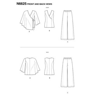 New Look Sewing Pattern N6625 Misses' Tops And Pull On Pants 10 - 22