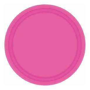 Amscan 17.8 cm Round Paper Plate 20 Pack Bright Pink 17.8 cm